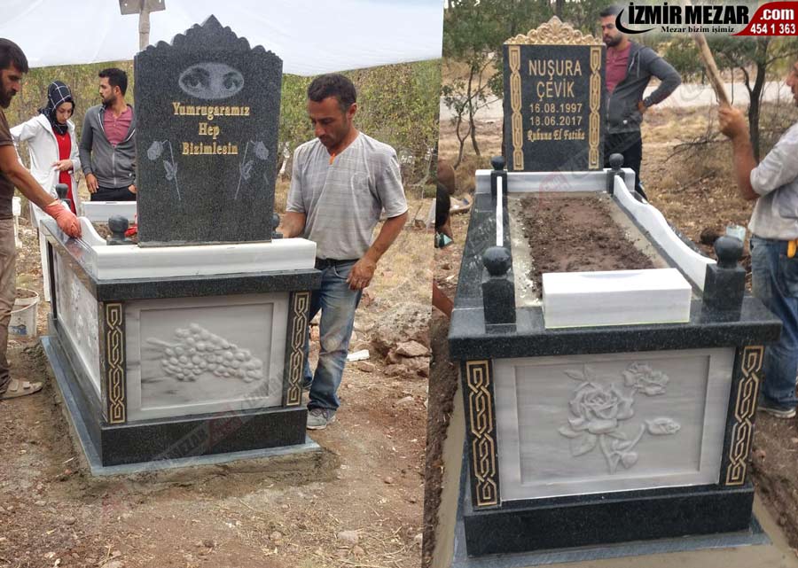 Özel mezar modeli bg 61 plus - İzmir mezar rölyef desenli mezar