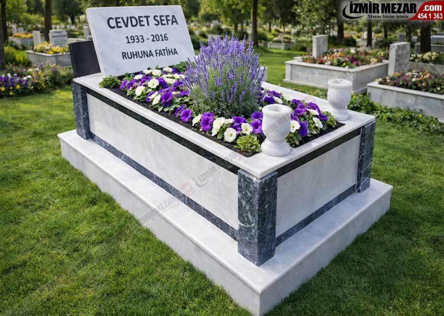 Güzel Mermer Mezar Modeli Ma 83 - İzmirmezar -yeşilyurt mezarlığı